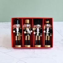 Nutcracker Hanging Ornament Figures Gold & Black Glittered Christmas Mini Wooden Soldier Nutcrackers Xmas Tree Ornament brown