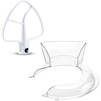 Stand Mixer Flat Beater K45B WPW10672617 & KN1PS W10616906 Mixer Bowl Pouring Shield Replacement for 4.5/5 Quart CHINA white