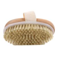 2 in 1 Dry Skin Body Massage Brush Natural Bristle Dead Skin Remover Anti Cellulite Exfoliates Blood Circulation Massage Tools beige