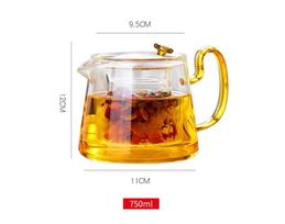 Karščiui atsparus stiklinis arbatinukas su gėlėmis 750 ml Praktiškas buteliukas Gėlių arbatos puodelis daugiafunkcinis arbatinukas sveiko arbatos rinkinys brown
