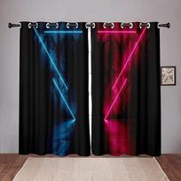 Thick Neon Emitted Light Cool Kids Blackout Window Curtain for Bedroom Living Room Bathroom Kicthen Door Hall Home High Shading W55 X H120cm X 2&HOOK