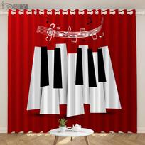 Music Stage Electric Guitar Piano Shelf Drum Instrument Design Sunshade Curtains Living Room Bedroom Home Decor Thin Curtains 100W130H(CM)40x51in&rod pocket