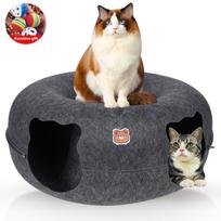 Cat Tunnel Bed for Cats Peekaboo Cat Cave Dual-Opening Cat Cave for Medium Large Cats Scratchable Donut Cat Bed Cat Donut Tunnel 50X20cm