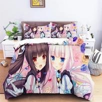 Anime Nekopara Sexy Girl Duvet Cover Bedding Comforter sets Soft Quilt Cover and Pillowcases Single/Double/Queen/King 135x200cm 2pcs gray