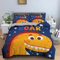 Cartoon Dinosaur Cat Bedding Set Boys Girls Twin Queen Size Duvet Cover Pillowcase Bed Kids Adult Fashion Home Textileextile 70x133cm 2pcs blue