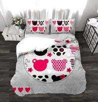 Pink Black Bear Duvet Cover Set UK Single Double Queen US Twin Full King Size Bed Linen Set EU single(135x200cm)