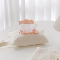 Baby Stroller Accessories Heart Wet Wipes Case Extraction Tissue Box Portable Handheld Storage Bag Newborn Hanging Bag for Cart white
