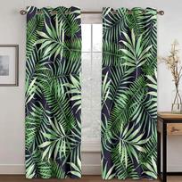Green Leaves Window Curtain Living Room Semi-Shading Outdoor Decorative Curtain Drapes for Bedroom Kitchen Windows Treatment 100W160H(CM)40x63in&Hook