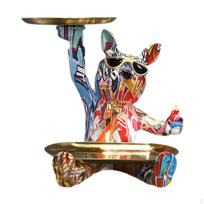 Bulldog Figurine Storage Tray for Keys And Trinkets Handmade Resin Sculpture Home Style A