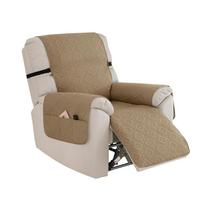 Quilted Recliner Sofa Cover Water Repellent Reclining Chair Covers Pet Kid Dogs Mat Armchairs Slipcovers with Elastic Strap 1 Seat brown