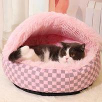 New Winter Warm Dog House Semi-closed Thick Windproof  Waterproof and Scratch-resistant Quilt Pet House S 40cm brown