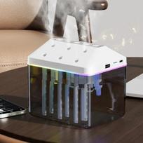 New Bluetooth Speaker & Desktop Mist Humidifier Combo ,900ML 6-Nozzle Musical Humidifier With colorful Light for Home Office Use white