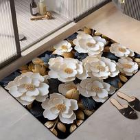 New Plant Gėlės Vonios sugeriantis kilimėlis Tualetas Buitinis Neslystantis kilimėlis Tualeto durų durų greitai džiūstantis kilimėlis 40×60cm （2.5mm） white