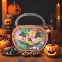 Halloween Wooden Pumpkin Candy Shaker Bag Gift Props Storage Box Ornament for gray