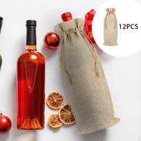 12 Pack Burlap Bottle Bags, Gift Party Favor Bags for Christmas, Birthdays smėlis