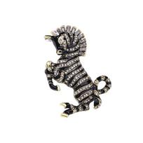 Vintage Diamond White Striped Pony Brooch Small Animal Brooch Femininity Zebra Accessories