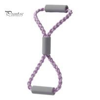 Figure 8 Fitness Resistance Band with Anti-slip Handle Portable Men Women Arm Shoulder Stretch Strength Training Exercise Elastic Braided Strap violetinė