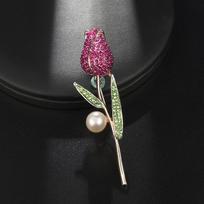 Tulip Brooch, High-End Retro Pin, Trendy Celebrity Temperament, Corsage Versatile Suit With Jewelry Gift gray