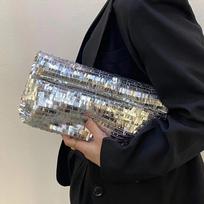 Fashion Shiny women clutch Silver Sequins Trend Party lady evening bags handbag phone Clutches wallet