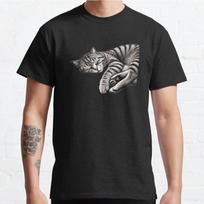 Men Fashion Casual Short Sleeves Sleeping Tabby Cat Art Tops Aesthetic Vintage Oversized T-shirts S juoda