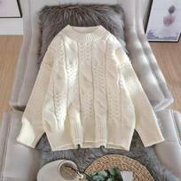Sweaters Women's Winter Sweater Round Neck Loose Lazy Wind Fried Dough Twists Top Bottoming Sweater S dramblio kaulas