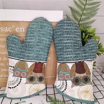 1Pc 18x33cm Thicken Cotton Printed Large Oven Mitts Baking Glove Pad Microwave Insulation Kitchen Tool Party Gift