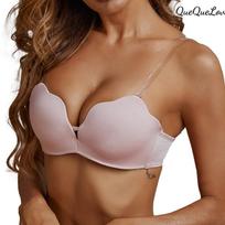 No Underwire Bra Sexy Fashion Underwear Straps Can Be Changed Two Rows of Three-button Underwear To Gather Small Chest 85B brown