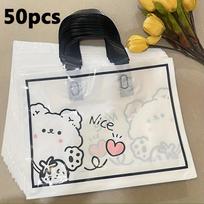 50pcs Cute Bear Print Plastic Tote Bags - Durable Gift & Shopping Bags for Clothing, Shoes & More - Perfect for Business & Personal Use 50pcs gray