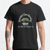 Men Fashion Casual Short Sleeves Bonsai Gardening Black Tees Oversized T-shirts S juoda
