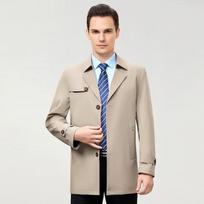 Autumn new men's business casual mid-length windbreaker solid color men's jacket windbreaker for men 195 black
