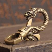 Retro Brass Dragon Figurine Mini Statue Keychain Ornament Home Desk Decor ARI