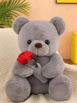 Valentine's Day Roses Teddy Bear Animal Plush Toys for Girls Teddy Bear Dolls 25CM chaki