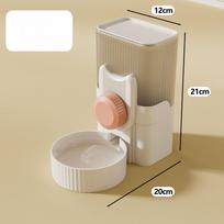 Pet Square Frosted Hanging Automatic Water Fountain Feeder Set Hanging Cage Large Capacity Cat Proof Cat Bowl Dog Bowl 20*21*12cm beige