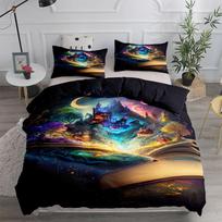 Moon Castle Children Duvet Cover Set UK Single Double Queen King US Twin Full King Size Bed Linen Set 140x210cm