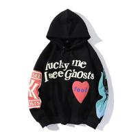Graffiti Letter Foam Plus Velvet Sweatshirts Men's Oversized Fleece Stranger Things Hooded Hoodie Unisex Pullover Hoody M juoda