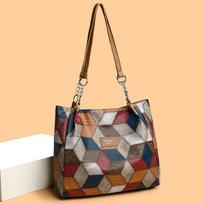 Fashion Contrast Color Large Capacity Female Tote Bag PU Leather Lady's Shoulder Bag Brand Designer Women's Shopper Hand Bags ARI 32x11x28cm juoda