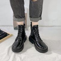 Botas Women Motorcycle Ankle Boots Wedges Female Lace Up Platforms Autumn Black Leather Oxford Shoes Woman 2024 Botas Mujer 35