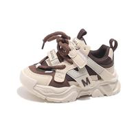 Boys Girls Sports Shoes Thick Soft Sole Students Running Shoes Non-slip 2024 New Fashion Children Sneakers Handsome Versatile 22 chaki