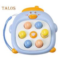Kids Hitting Mole Toy Cartoon Duck Push Button Handheld Game Machine Portable Travel Toddlers Boys Girls Educational Press Mole Game mėlyna