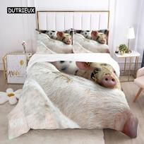 Pig Duvet Cover Set Queen Size Microfiber Cute Pig Animal Theme Twin Bedding Set Farm Animal 2/3pcs Quilt Cover for Boys Girls EU single(135x200cm) gray