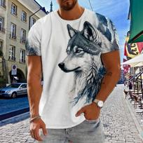 Animal Wolf Totem Summer Men's High Quality T-Shirt Street Trend Tough Man Style O Collar Loose Short Sleeve Fashion Casual Top S gray