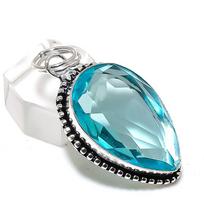 Swiss Blue Topaz Ethnic 925 Sterling Silver Jewelry Pendant 1.85  c0T86