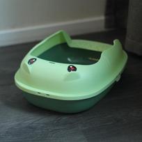 Semi-Enclosed Detachable Anti-Splash Cat Litter Box with Shovel Small gray