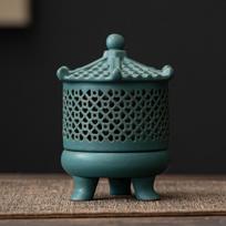 Gutta Disc Incense Burner Chinese Zen Vintage Three-legged Incense Burner Ceramic Tea Ceremony Zen Ornaments Home Decoration black