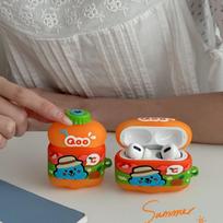 3D apelsinų sulčių dėklas AirPods 4 2024, silikoninis minkštas ausinių dėklas AirPods Pro 2 1 2 3, įkrovimo dangtelis AirPods 3 for AirPods 1 2 gray