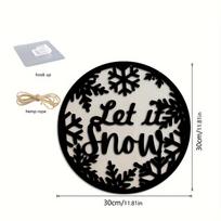 1pc Christmas Snowflake Let It Snow Acrylic Wooden Double Wall Plaque, Home Party Decoration Wall Hanging, Acrylic Wooden Plaque Hanging Pack of 1 white