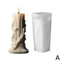 DIY Pattern Carving Cylindrical Candle Silicone Mold Unique Wave Pattern Roman Pillar Candle Mold Cylindrical Resin Gypsum Mold