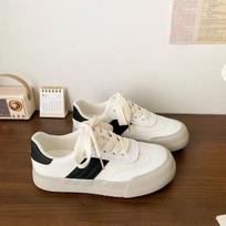 Hong Kong Style Thick Soled Women's Shoes Autumn Student Breathable Retro Board Shoes Versatile White Shoes 35