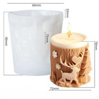 3D Christmas Tree Carving Pattern Cylindrical Elk Relief Cylinder Candle Silicone Diy Ornament Mold Candle Molds Christmas Gift