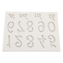Household Number Alphabet Pattern Silicone Mold Non-Stick Cake Fondant Chocolate Craft Mould Gray white